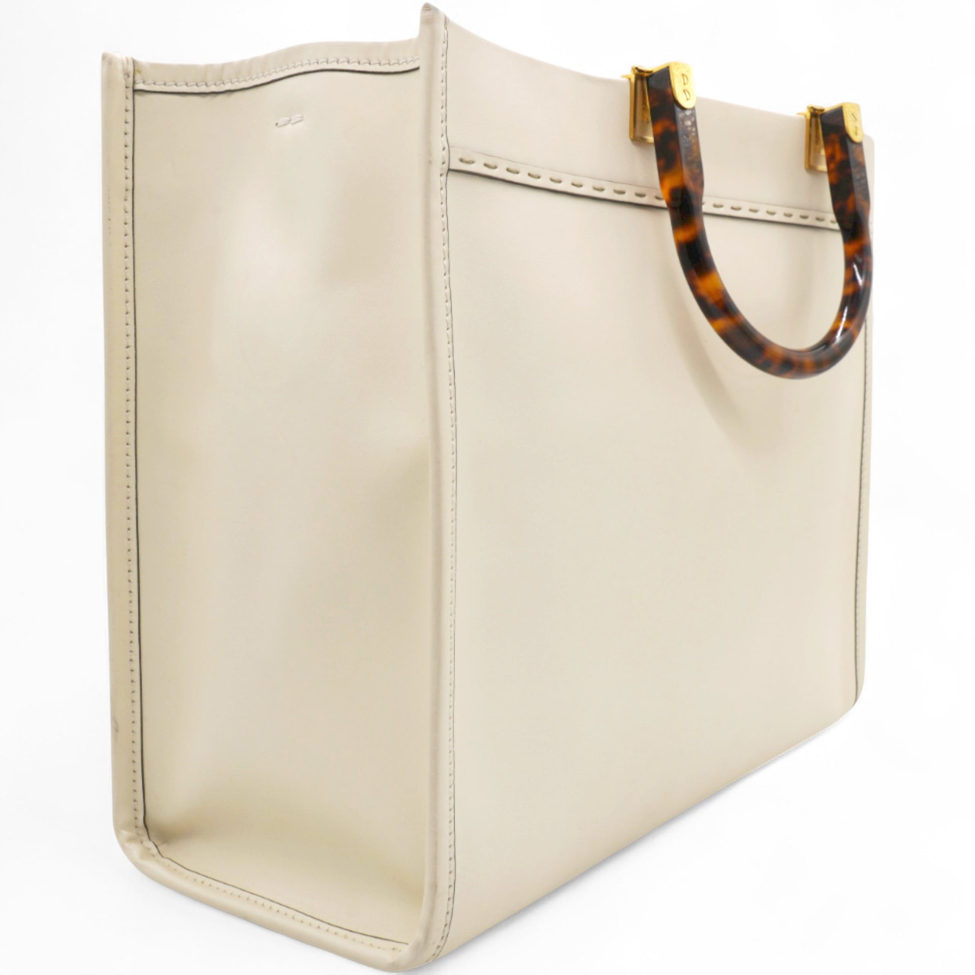 Vitello King Plexiglass Logo Embossed Medium Fendi Sunshine Shopper Tote