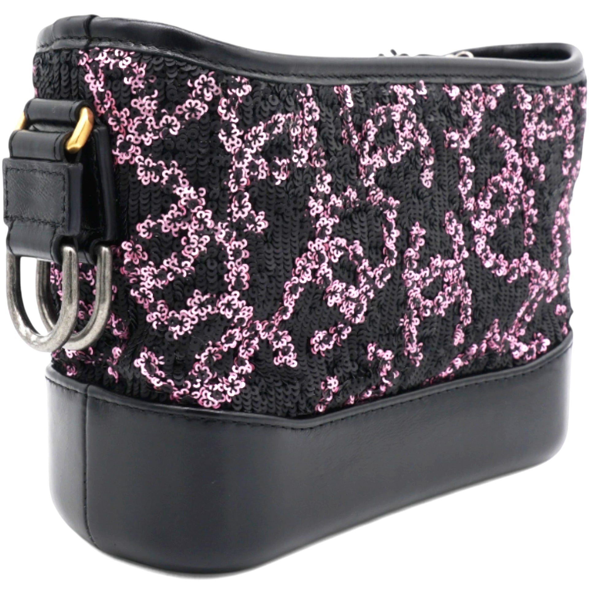 Sequin Small Gabrielle Hobo Black/Gold