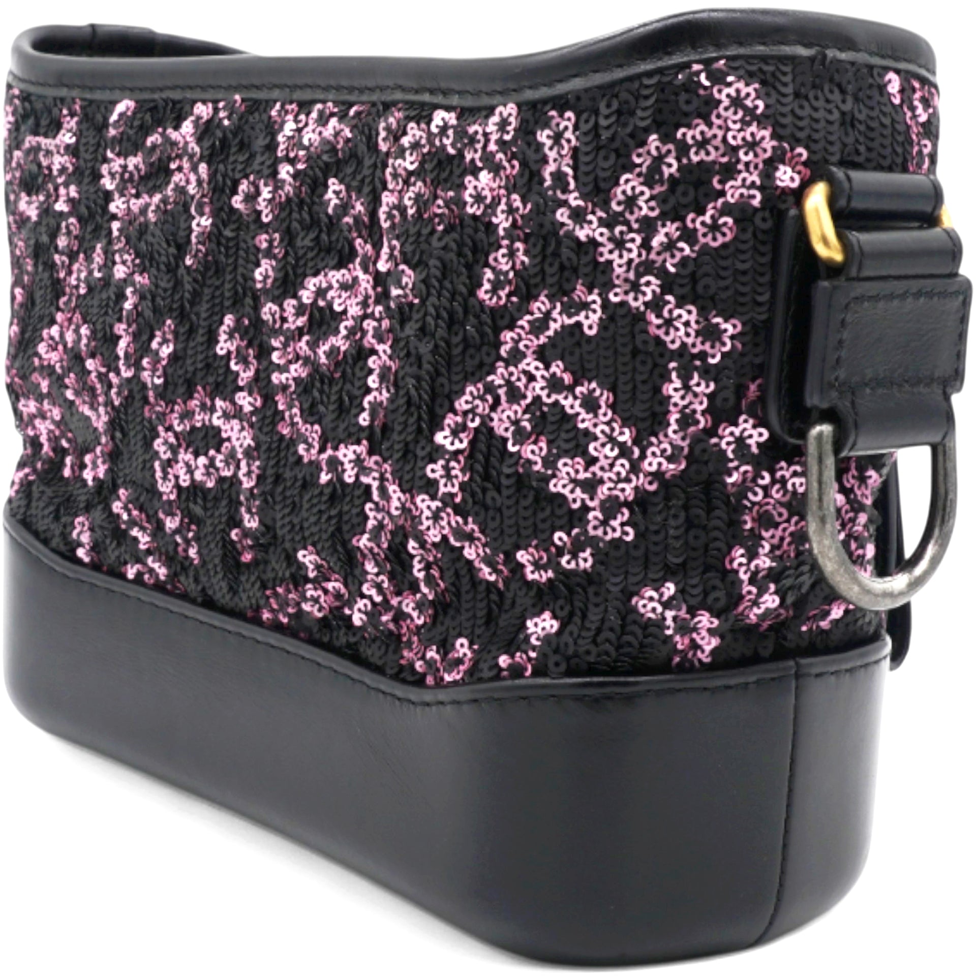 Sequin Small Gabrielle Hobo Black/Gold