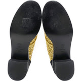 Gold Glitter and Black Grosgrain Lace-Up Shoes Size38