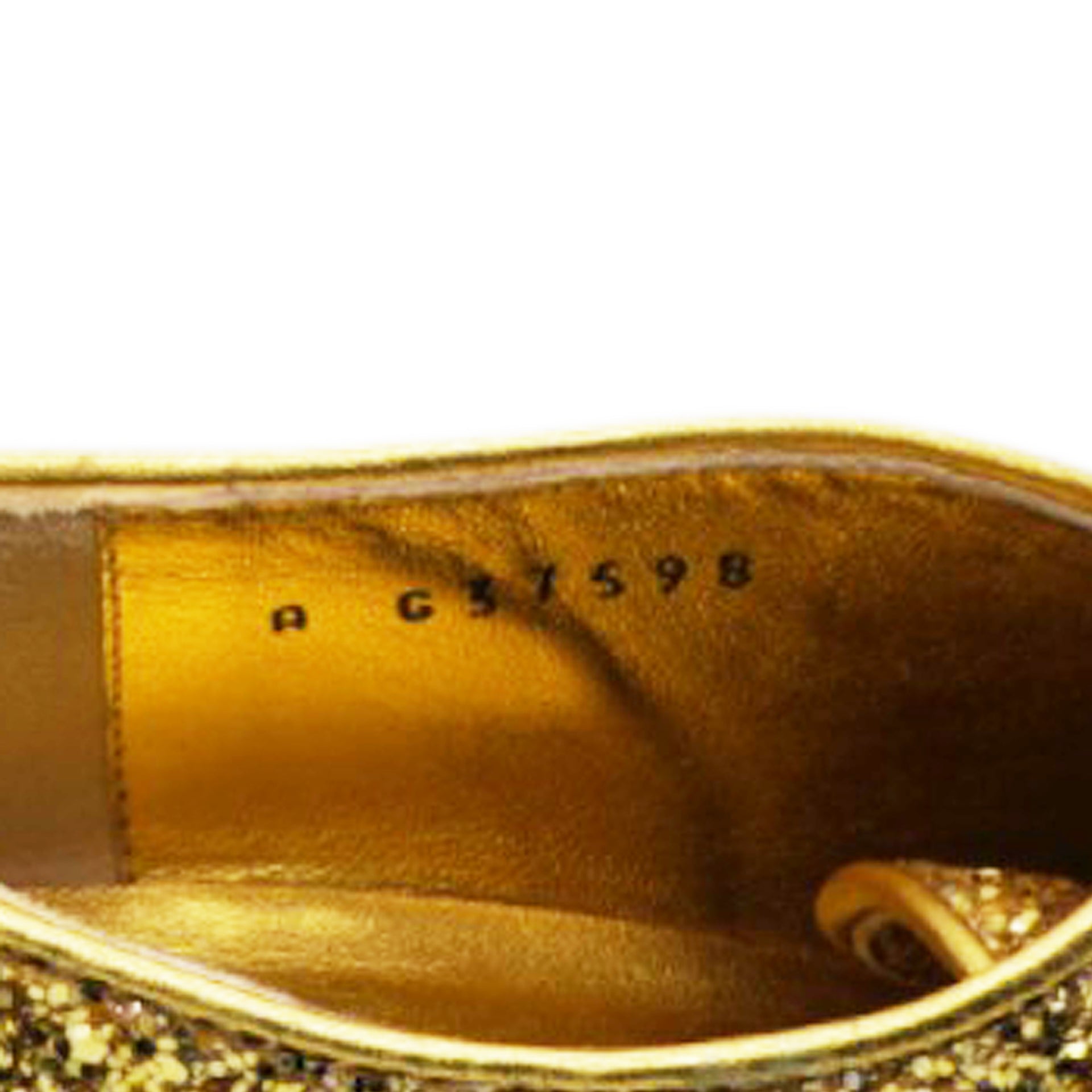 Gold Glitter and Black Grosgrain Lace-Up Shoes Size38