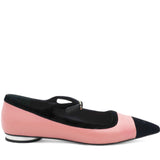 Pink Leather 22k Mary Jane Ballet Flats Shoe Size38