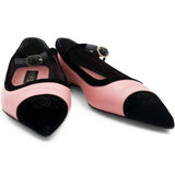 Pink Leather 22k Mary Jane Ballet Flats Shoe Size38