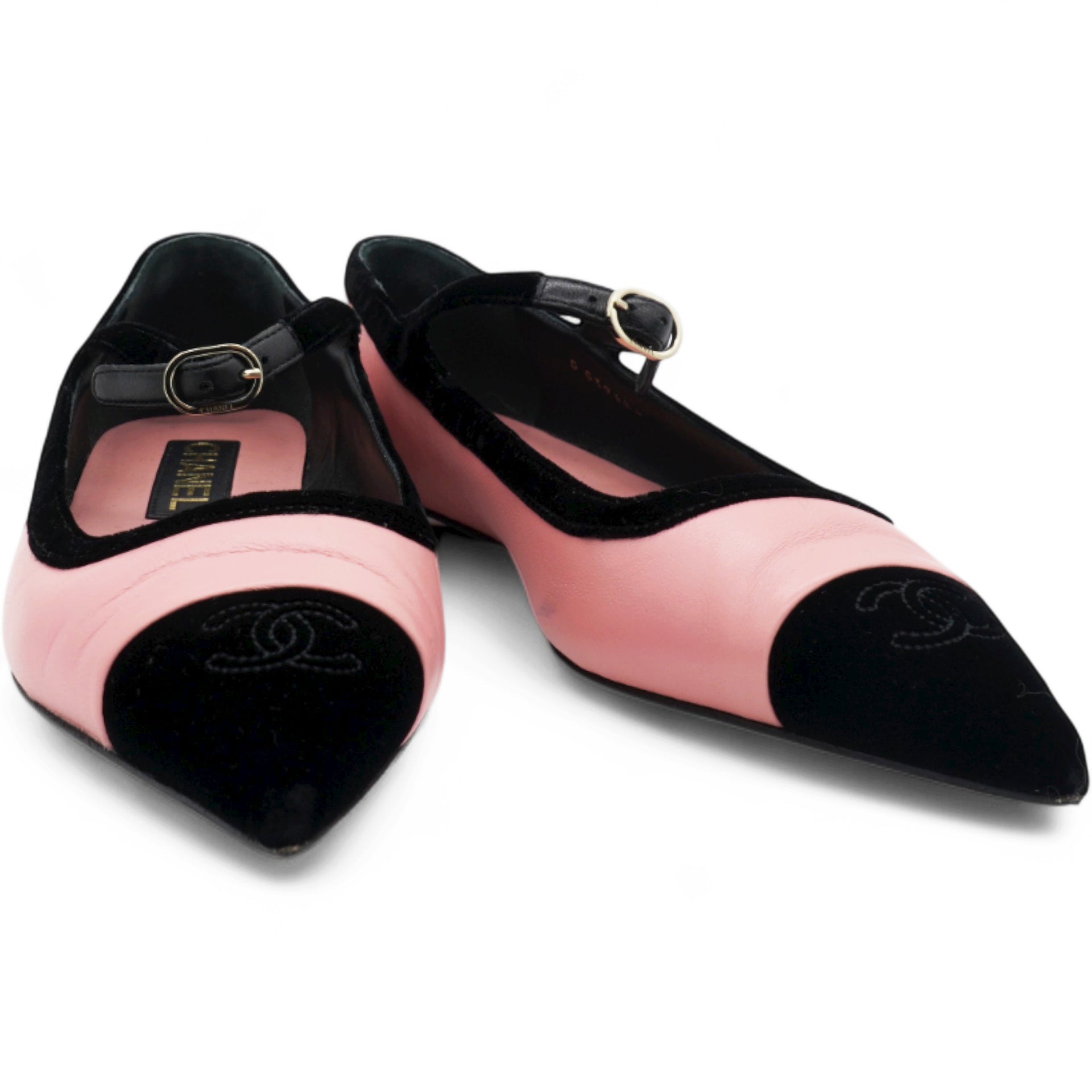 Pink Leather 22k Mary Jane Ballet Flats Shoe Size38