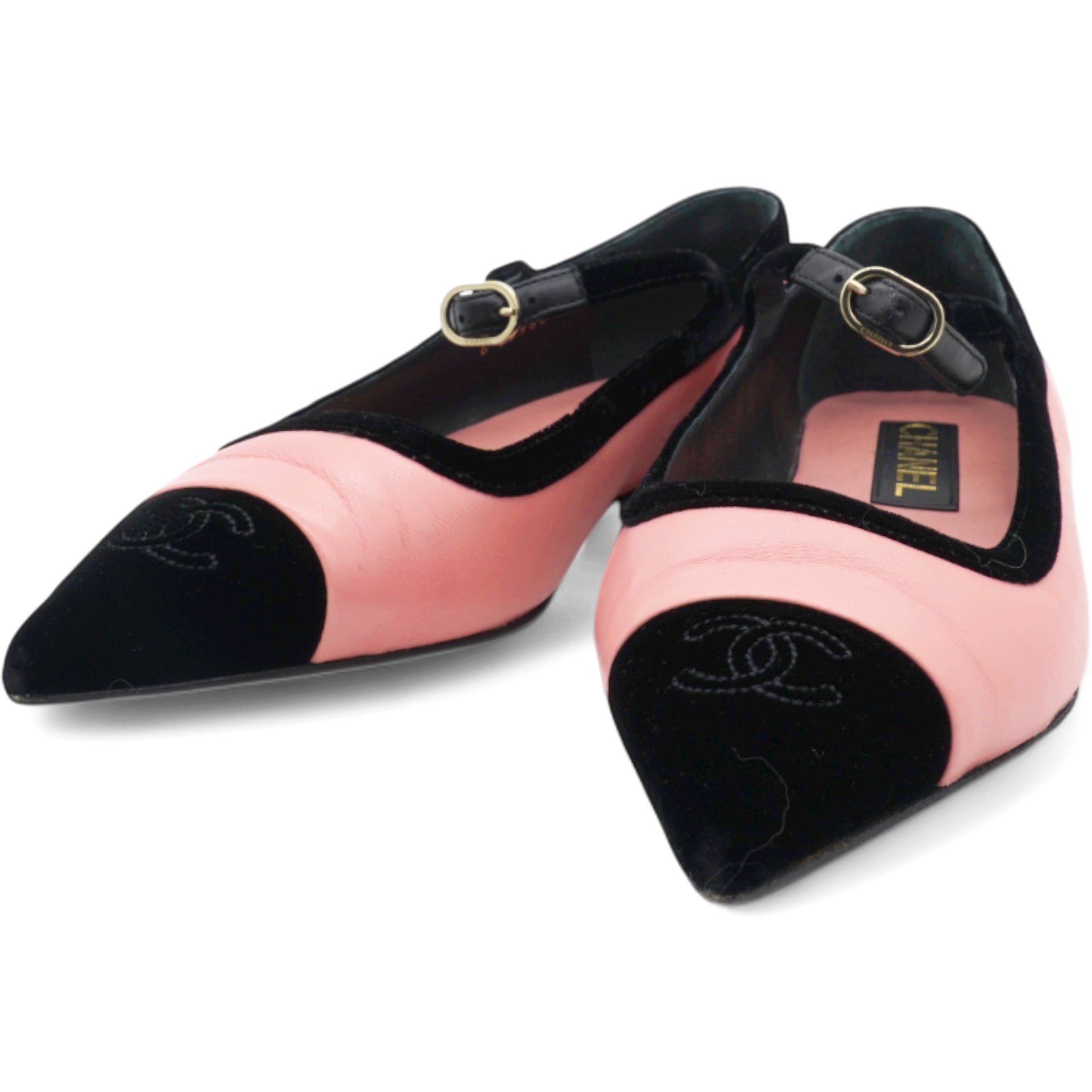 Pink Leather 22k Mary Jane Ballet Flats Shoe Size38