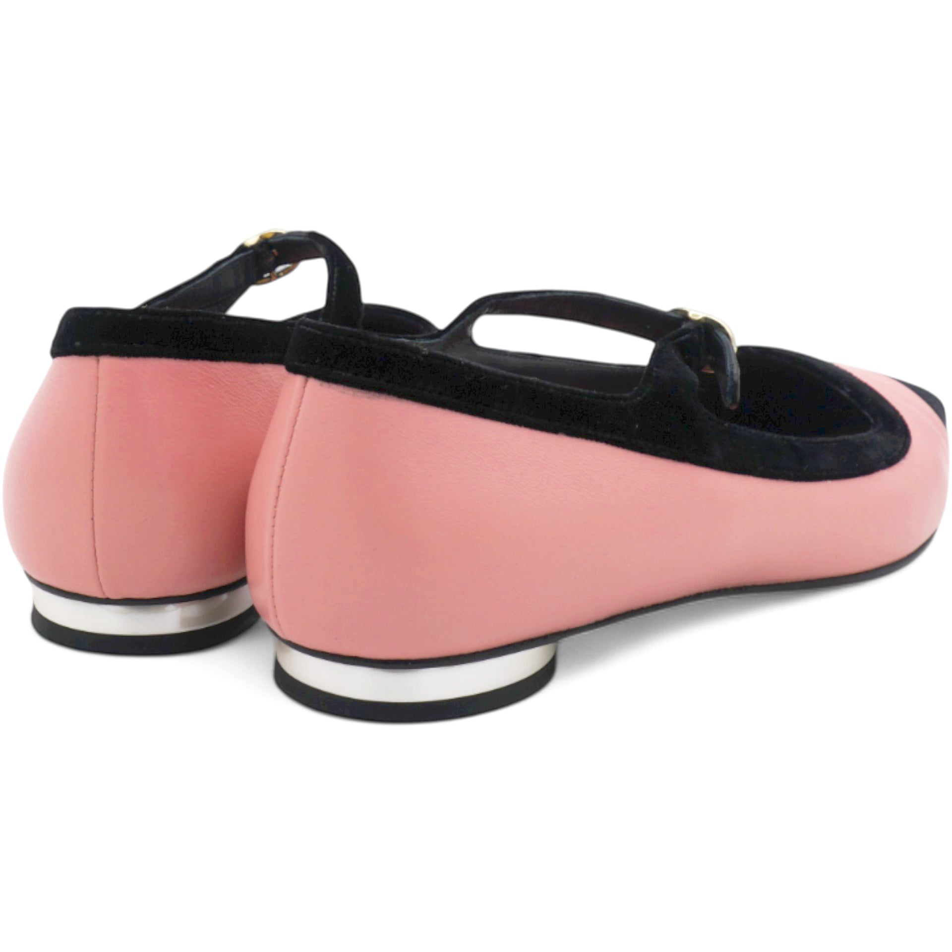 Pink Leather 22k Mary Jane Ballet Flats Shoe Size38
