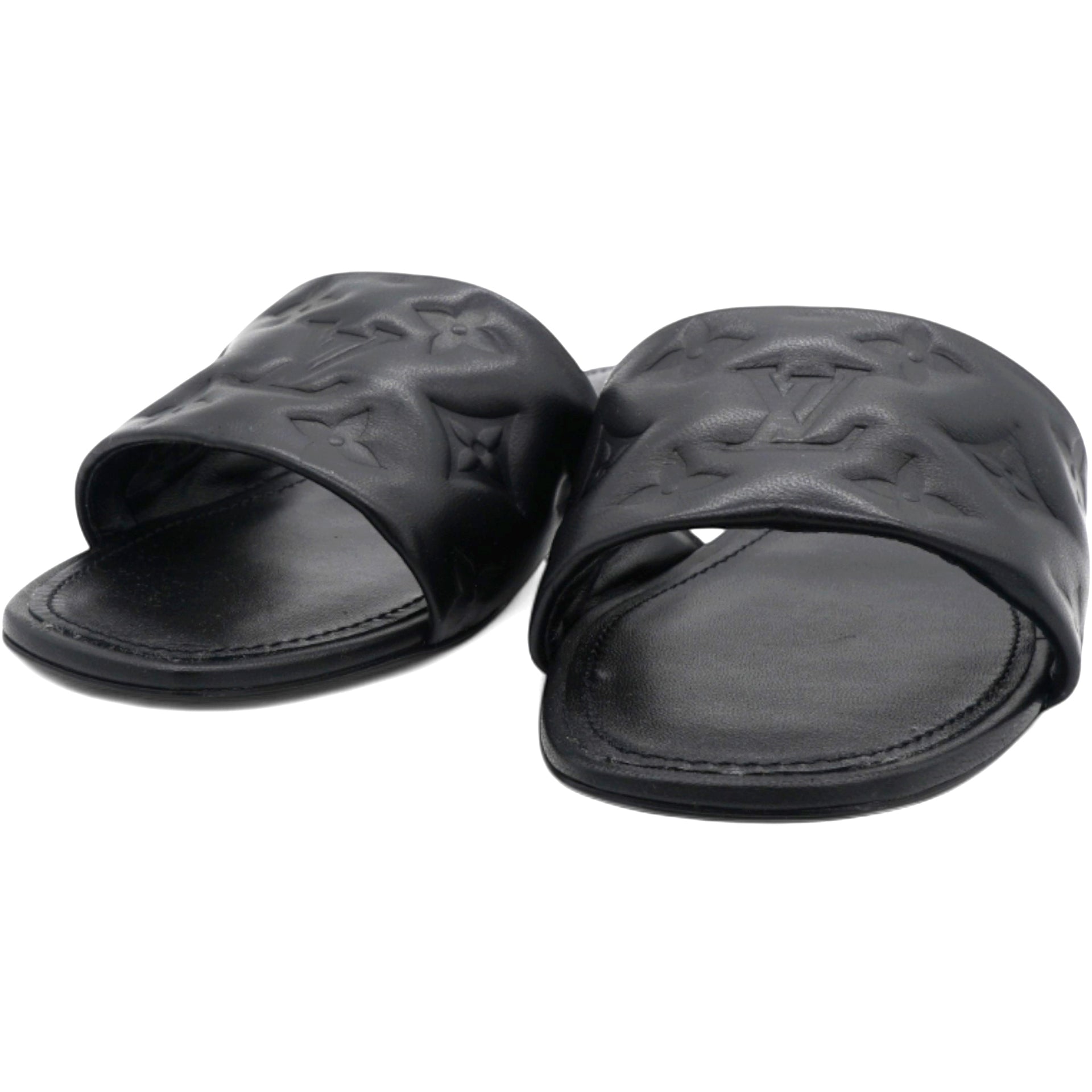 Lambskin Embossed Monogram Revival Flat Mules Size38