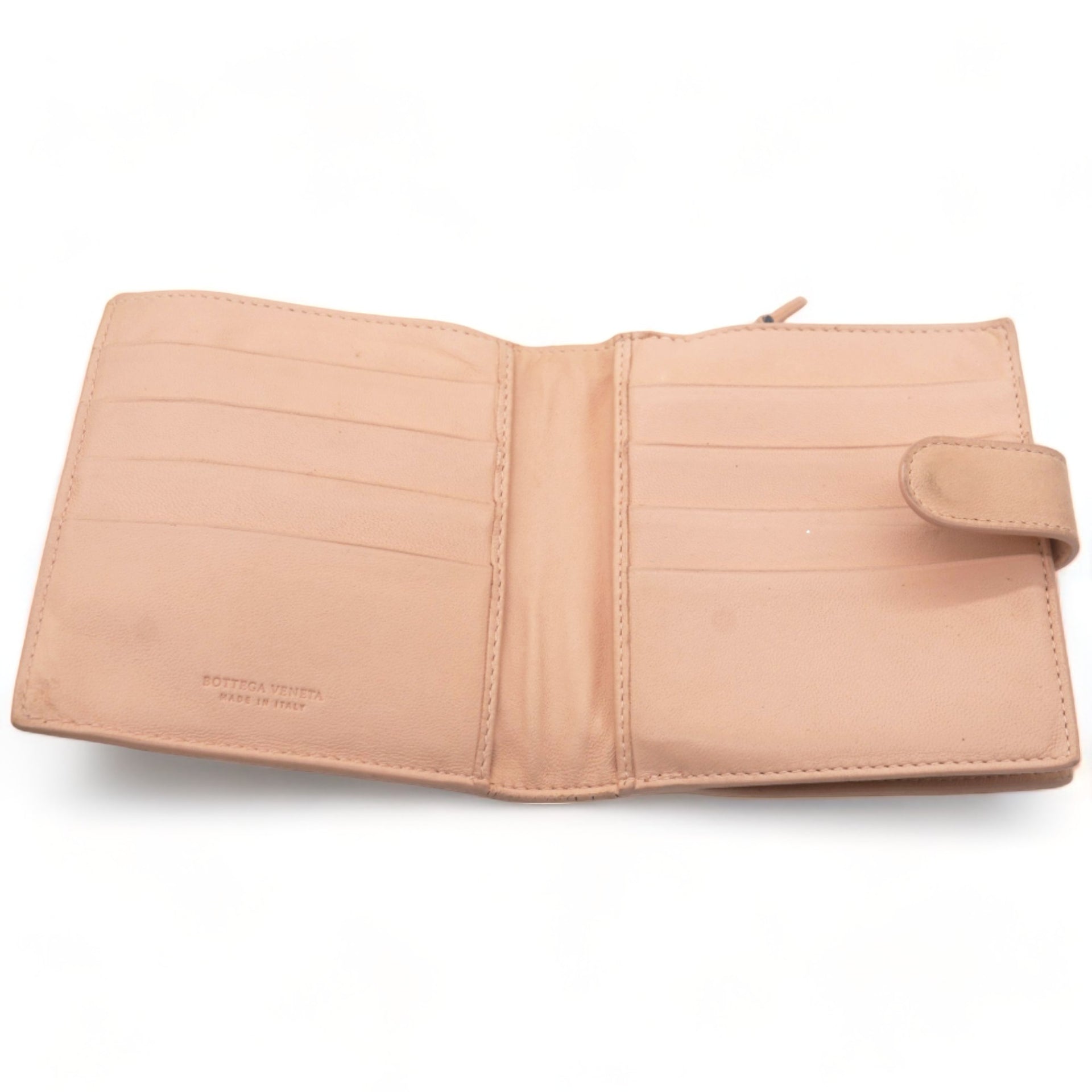 Intrecciato Nappa Leather French Wallet Pink