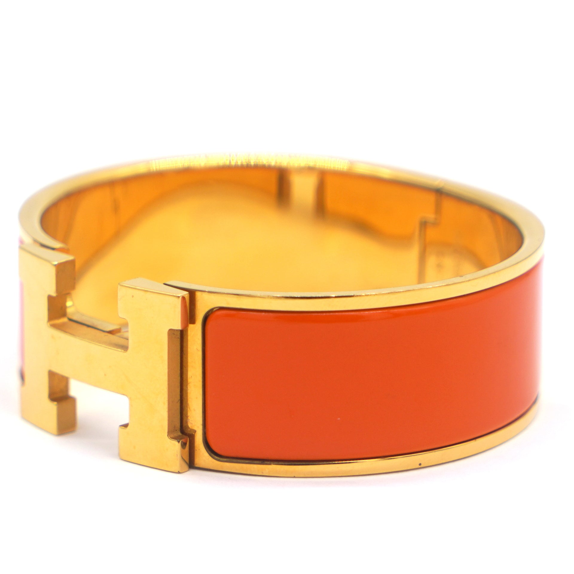 Enamel Clic Clac H Bracelet Yellow Gold Orange