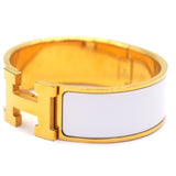 Enamel Clic Clac H Bracelet Yellow Gold Blanc