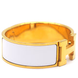 Enamel Clic Clac H Bracelet Yellow Gold Blanc