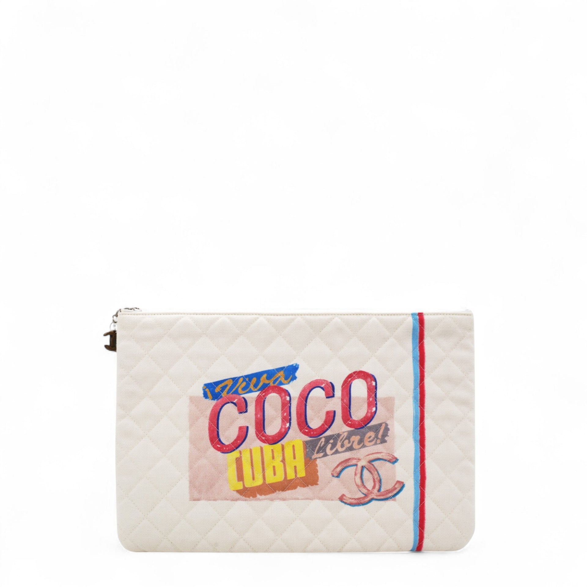 Canvas Large Coco Cuba Cosmetic Case Yellow Turquoise