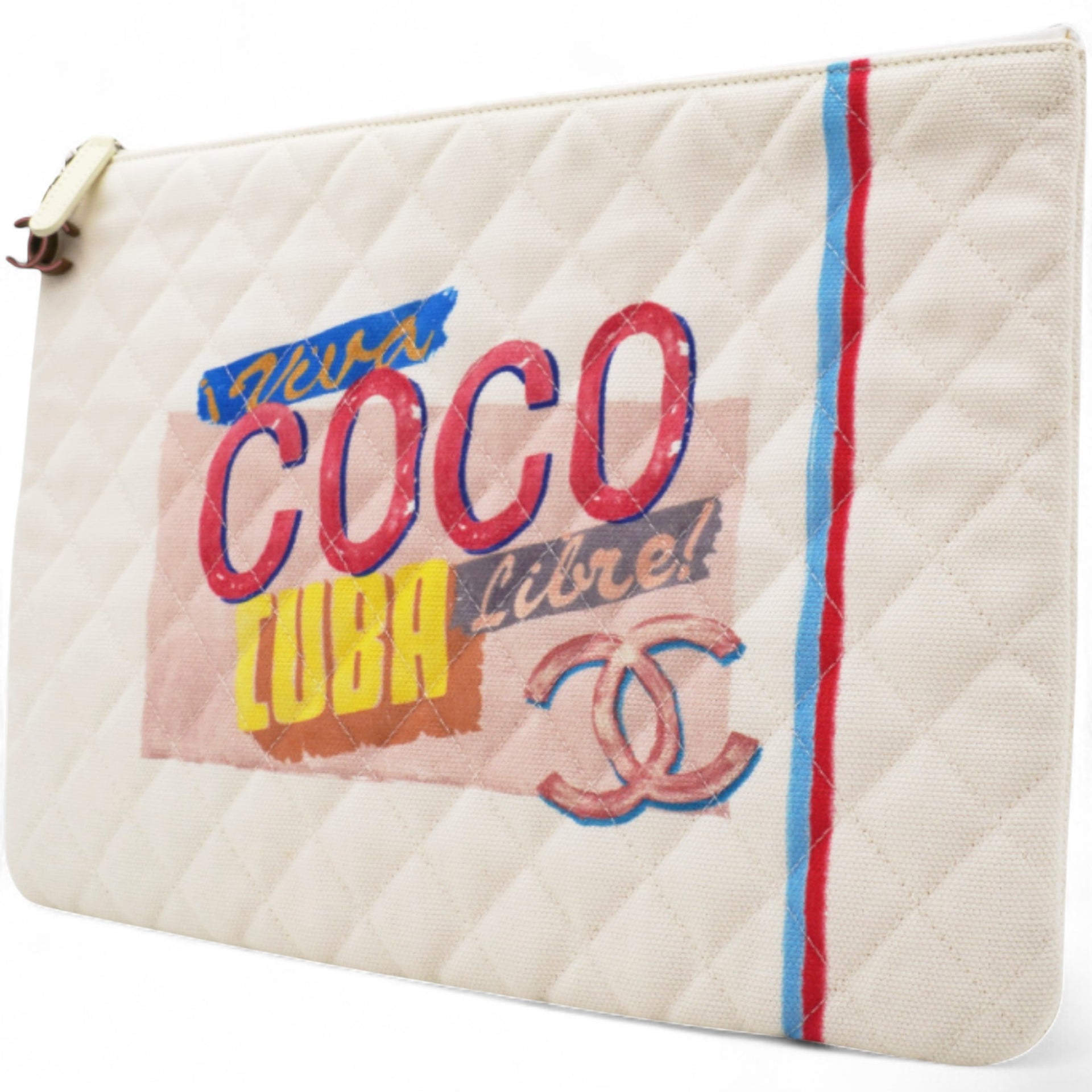 Canvas Large Coco Cuba Cosmetic Case Yellow Turquoise