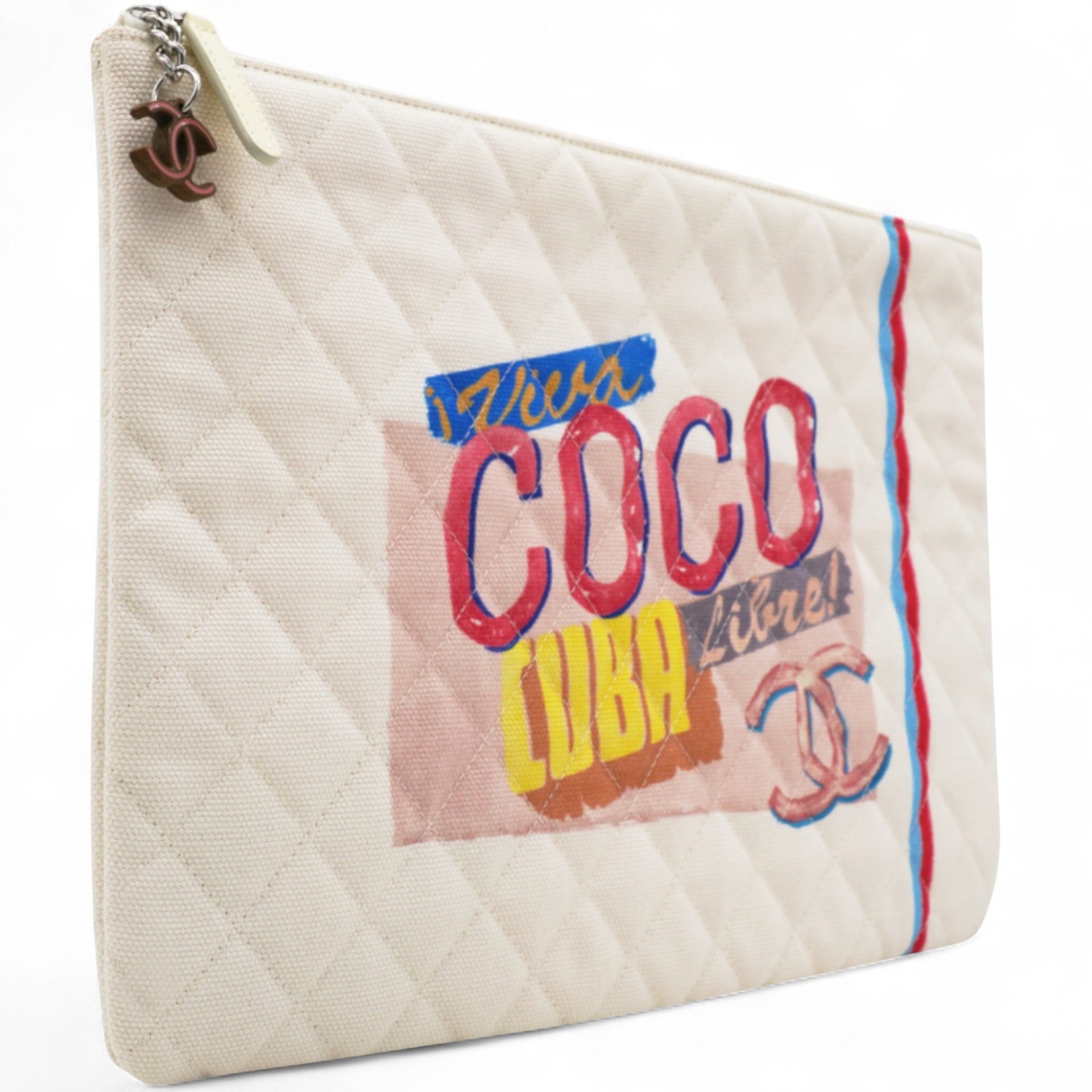 Canvas Large Coco Cuba Cosmetic Case Yellow Turquoise