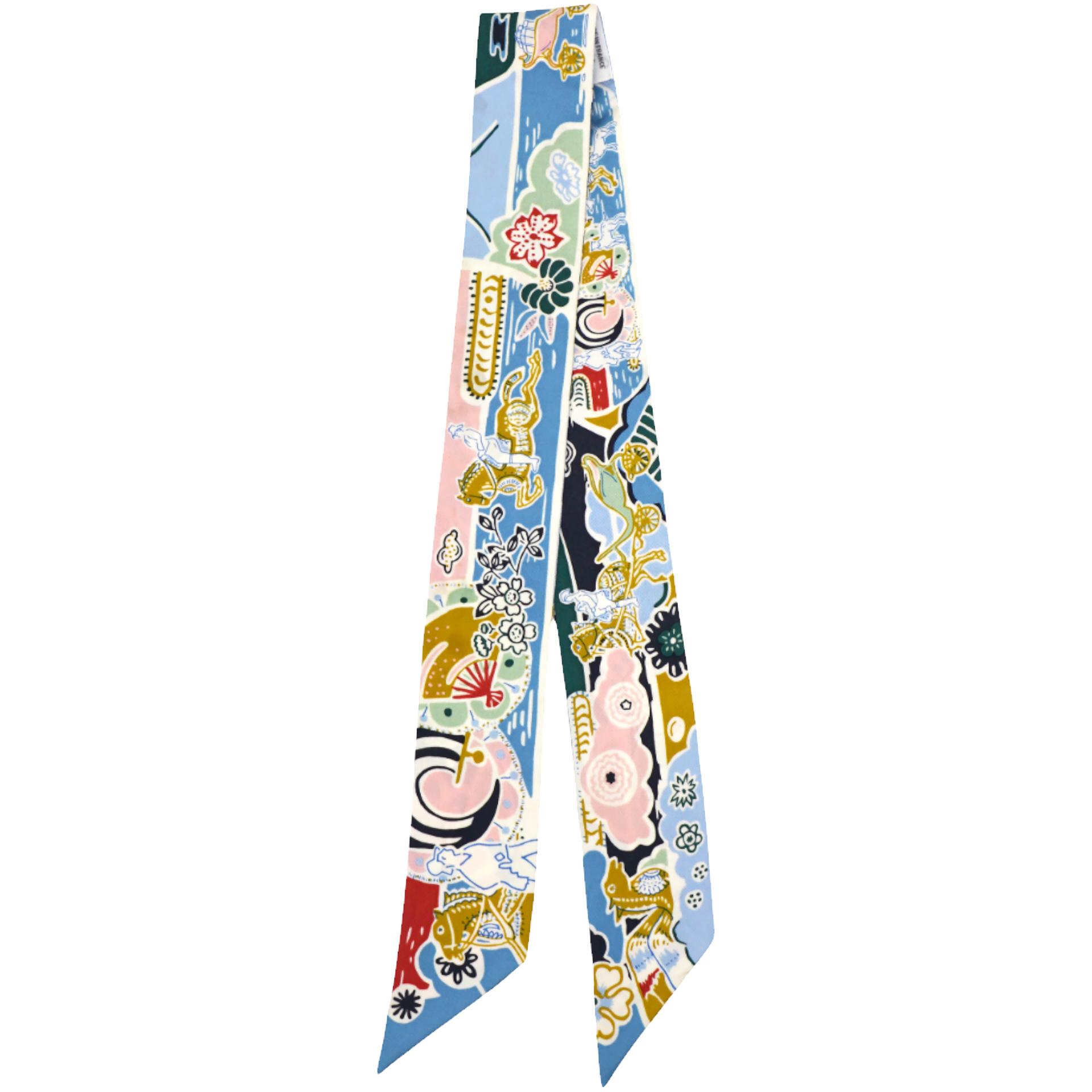 Silk Bingata Twilly Bleu Ciel Vert Rose