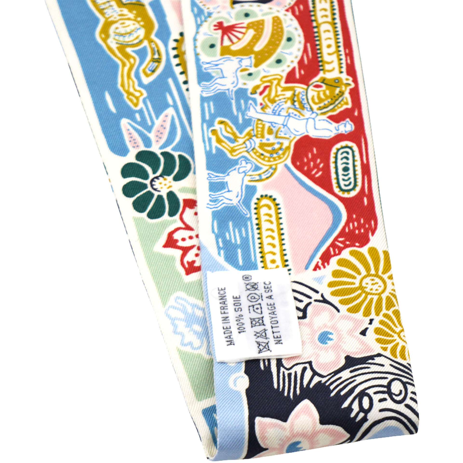 Silk Bingata Twilly Bleu Ciel Vert Rose