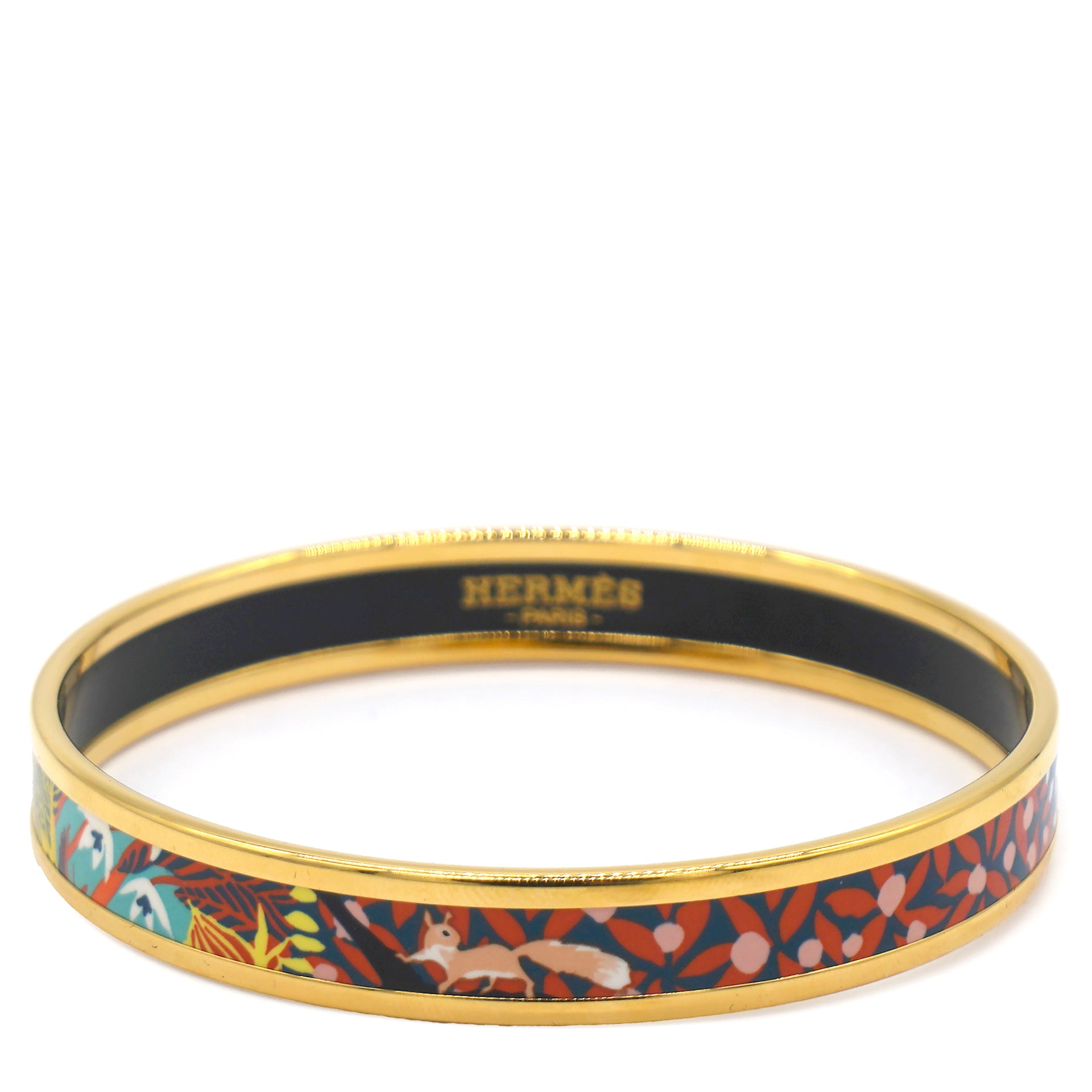 Gold Plated Bangle Bracelet With Enamel