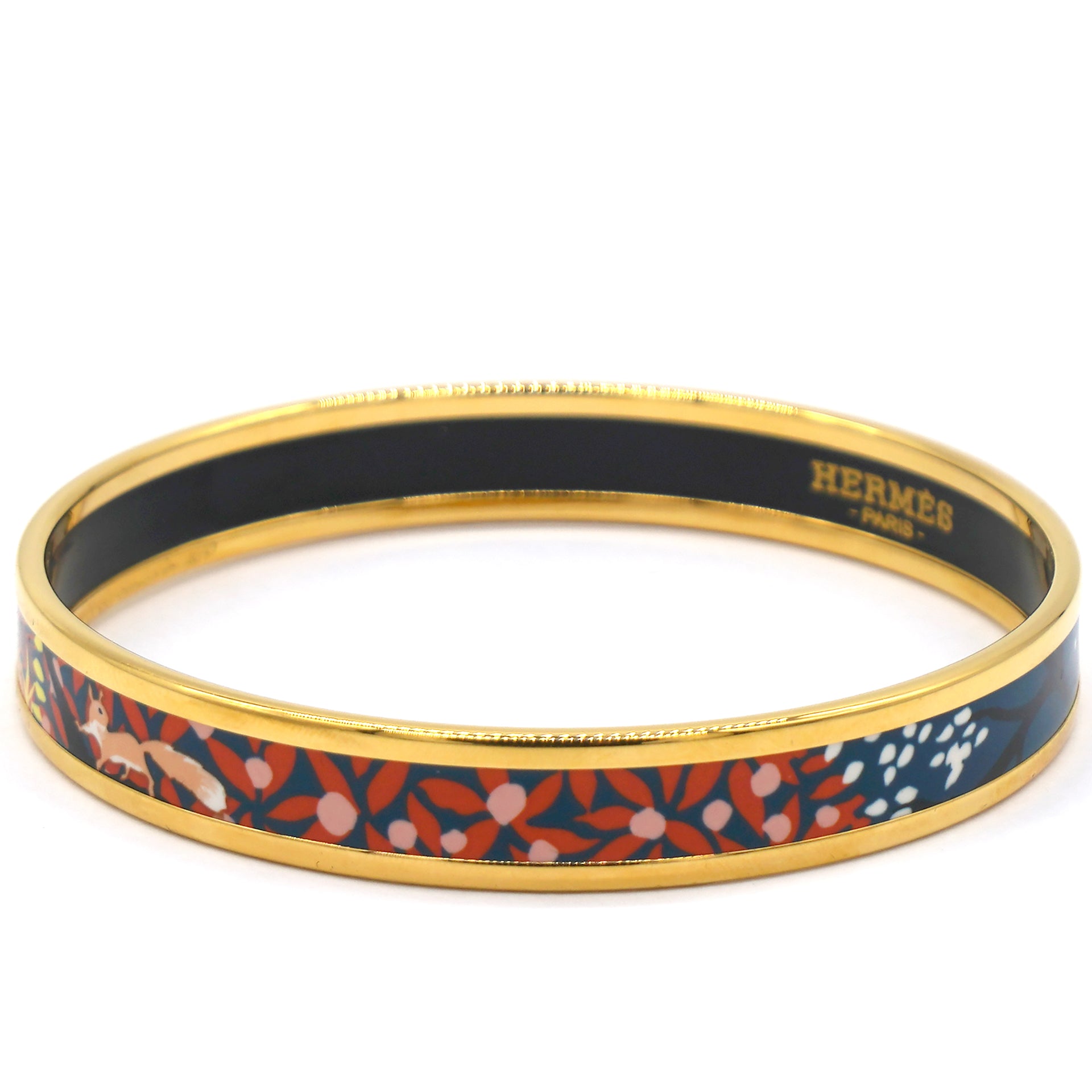 Gold Plated Bangle Bracelet With Enamel