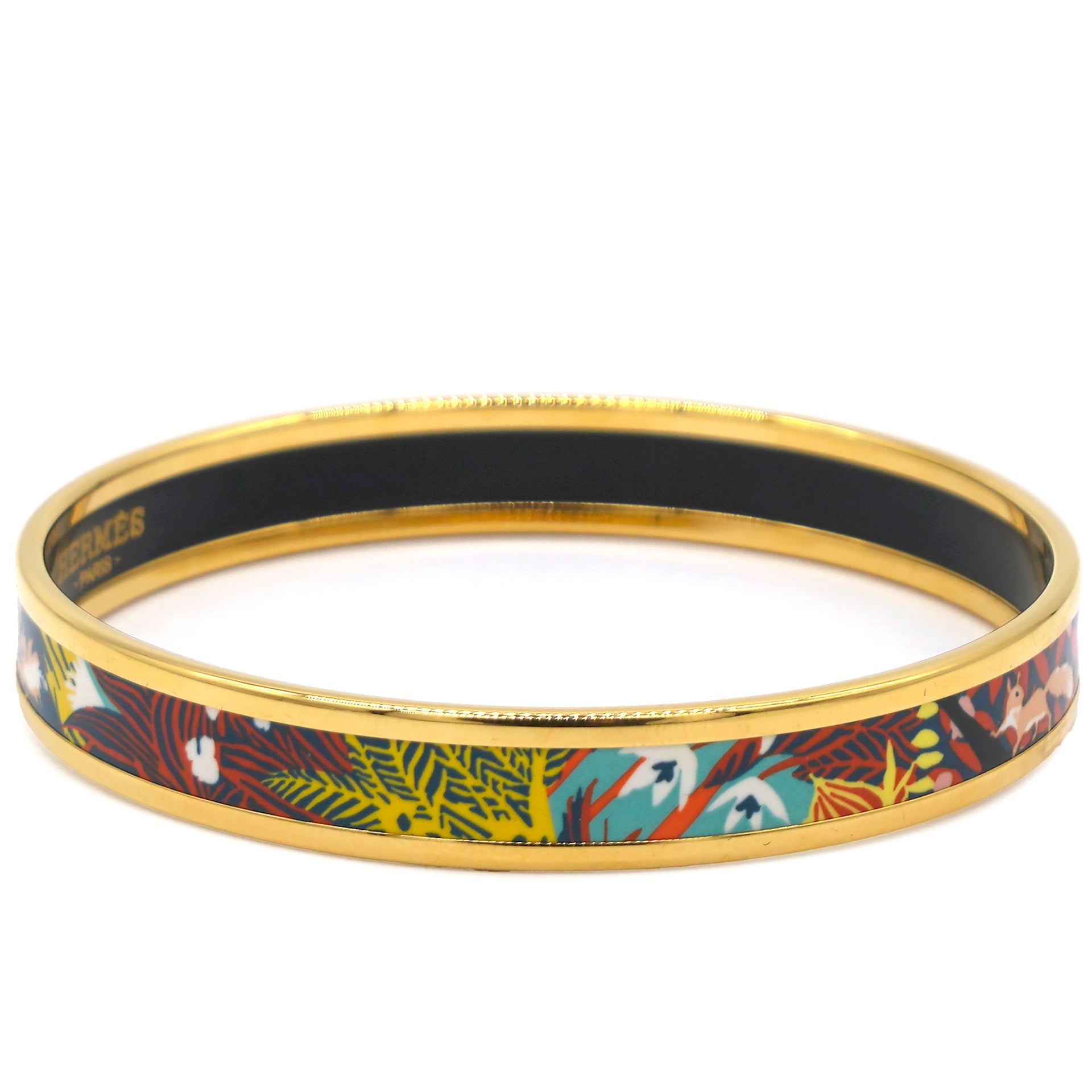 Gold Plated Bangle Bracelet With Enamel