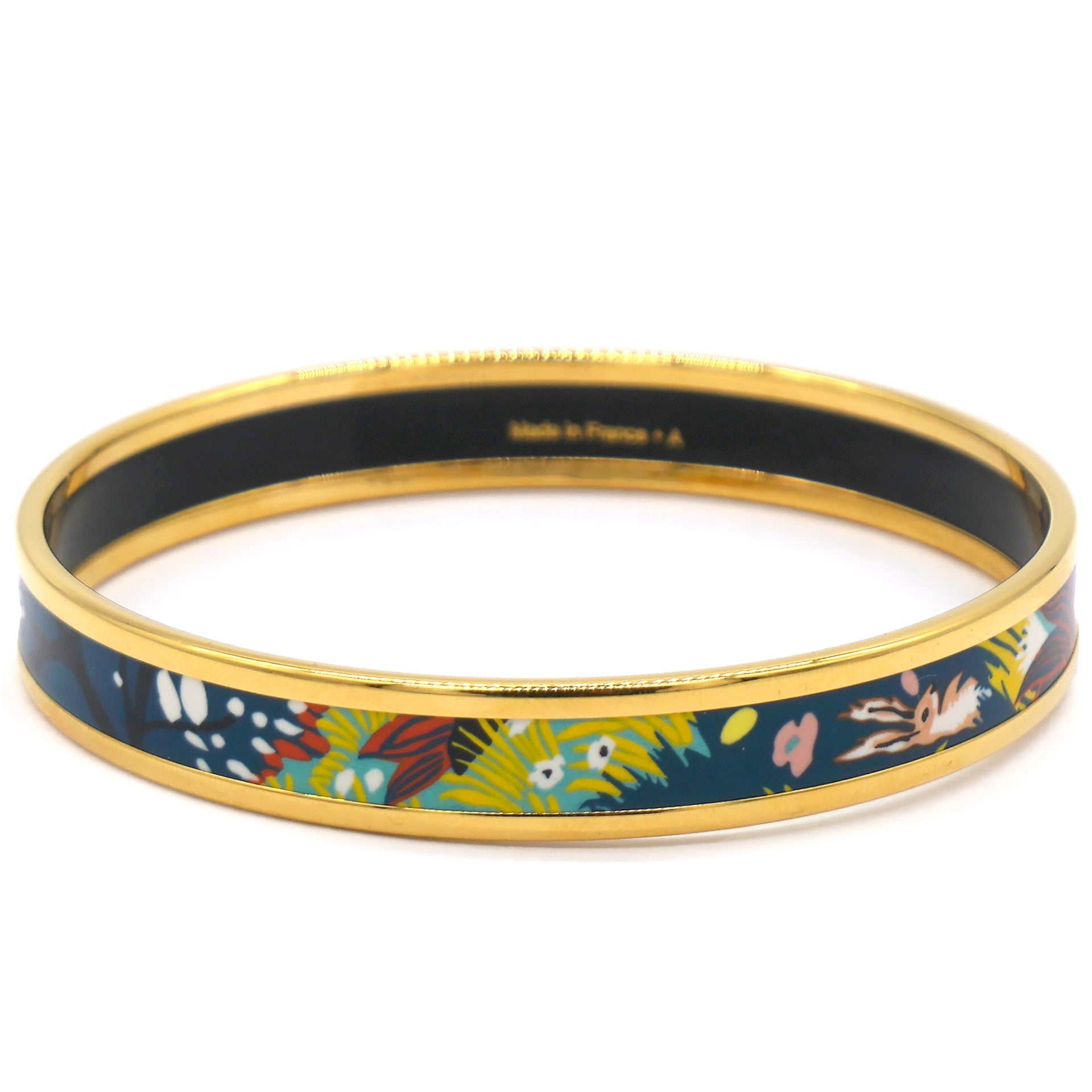 Gold Plated Bangle Bracelet With Enamel
