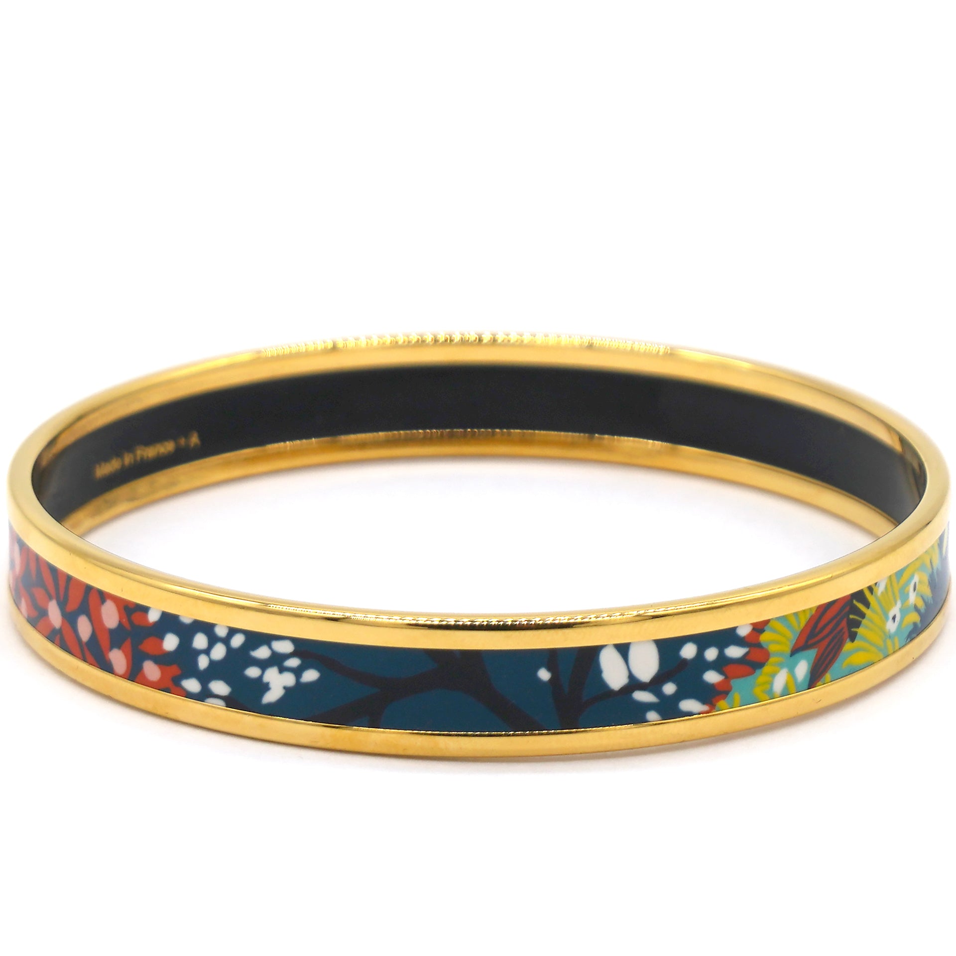 Gold Plated Bangle Bracelet With Enamel