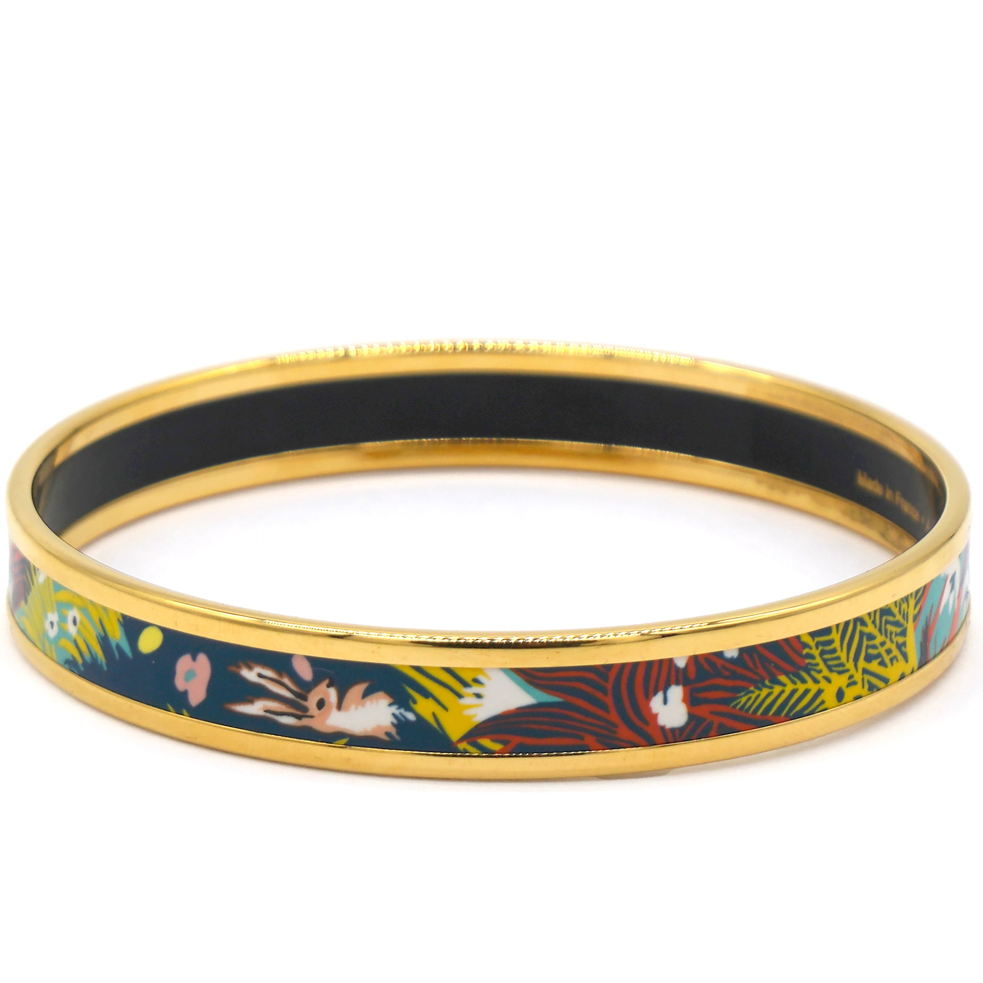 Gold Plated Bangle Bracelet With Enamel