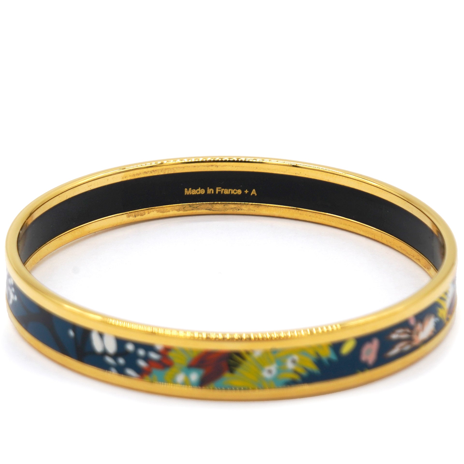 Gold Plated Bangle Bracelet With Enamel
