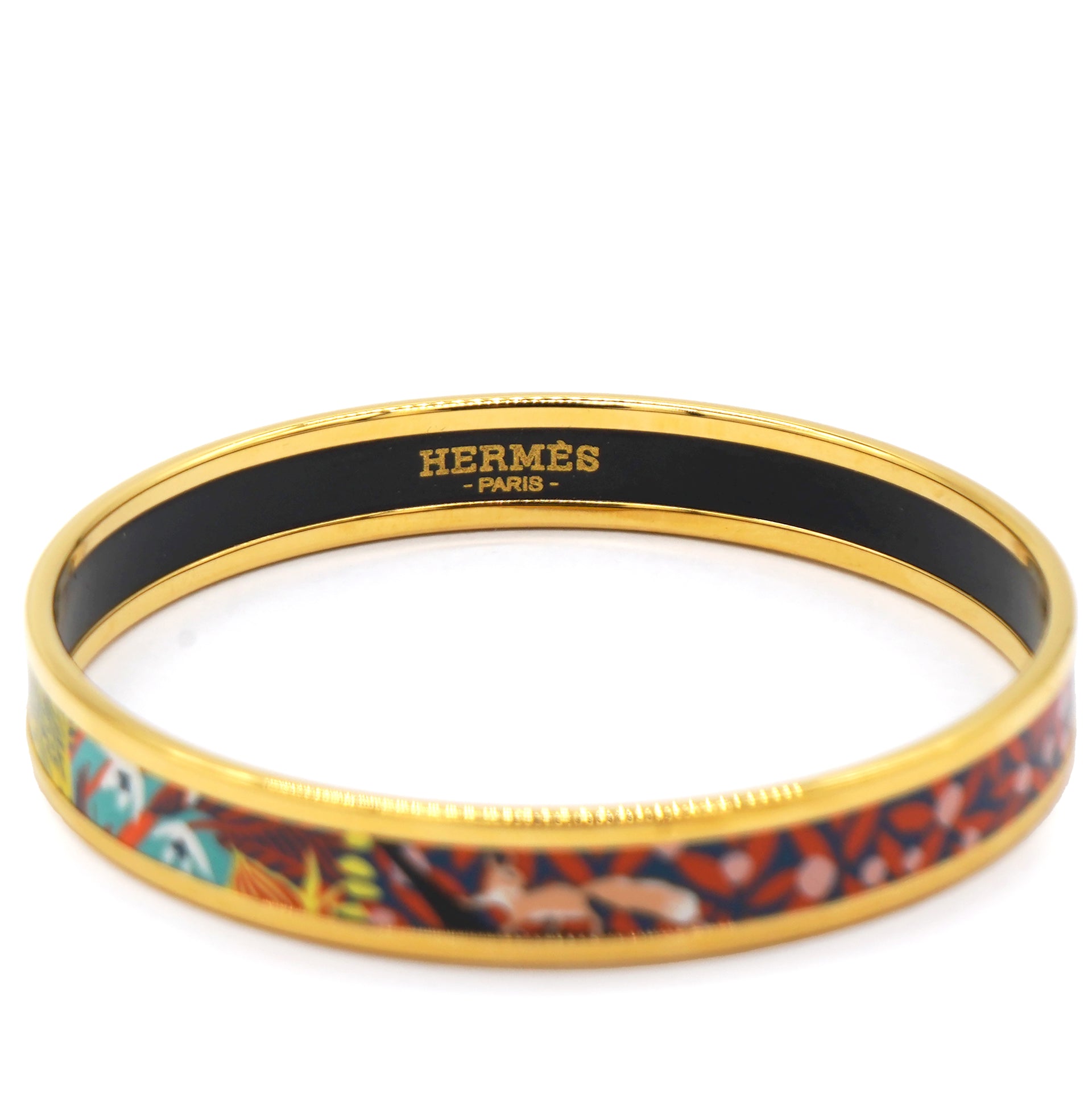 Gold Plated Bangle Bracelet With Enamel