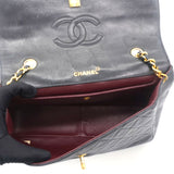 Vintage Lambskin Quilted Medium Single Flap Shoulder Bag Black