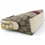 GG Supreme Monogram Textured Dollar Web Ophidia Dome Shoulder Bag Beige Ebony Mystic White