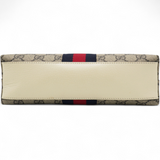 GG Supreme Monogram Textured Dollar Web Ophidia Dome Shoulder Bag Beige Ebony Mystic White