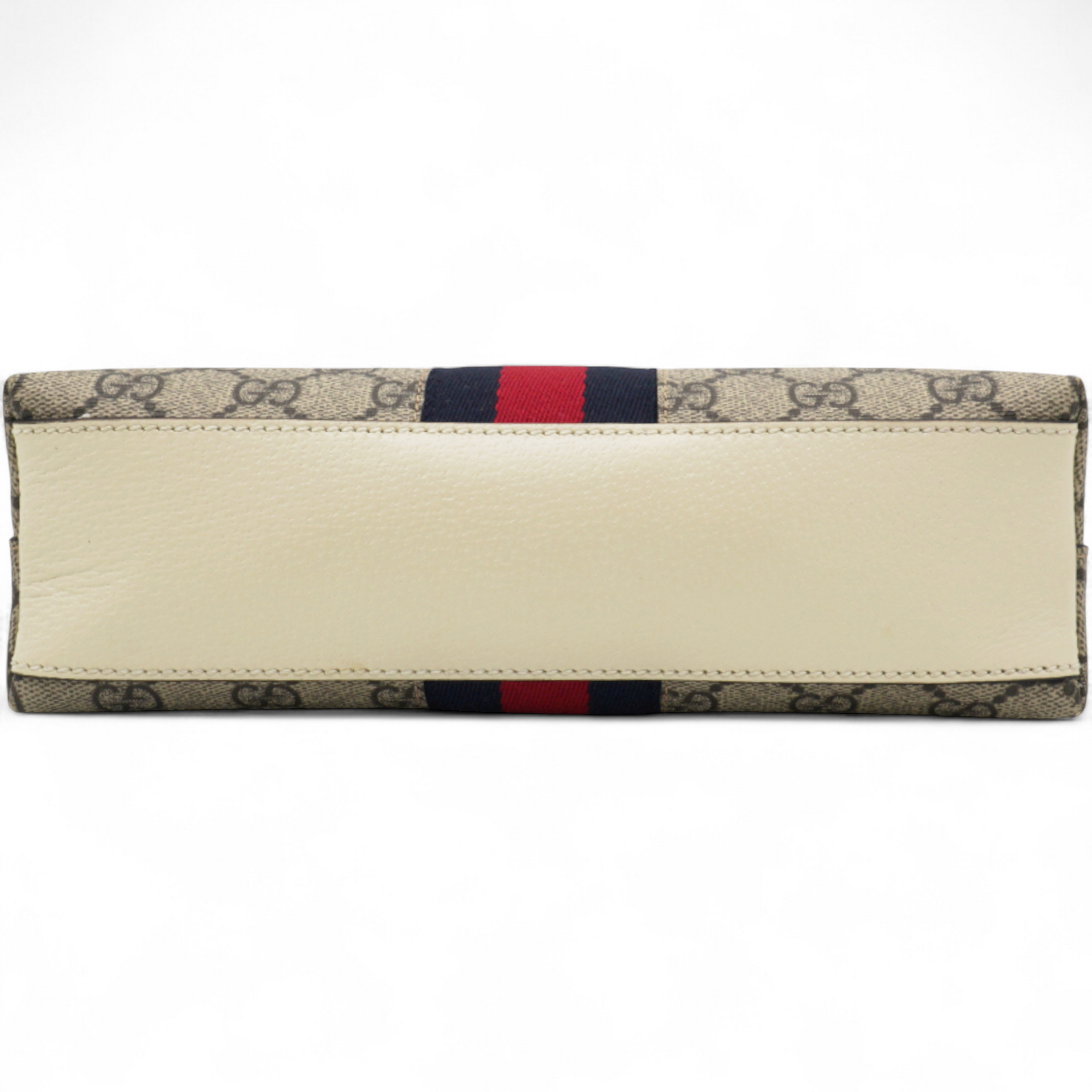 GG Supreme Monogram Textured Dollar Web Ophidia Dome Shoulder Bag Beige Ebony Mystic White