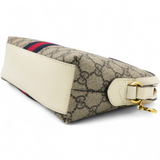 GG Supreme Monogram Textured Dollar Web Ophidia Dome Shoulder Bag Beige Ebony Mystic White