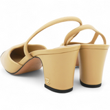 Goatskin Grosgrain Cap Toe CC Slingback Sandals Beige Black Size37