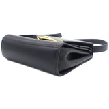 Box Calfskin Clip Lock Crossbody Bag Black