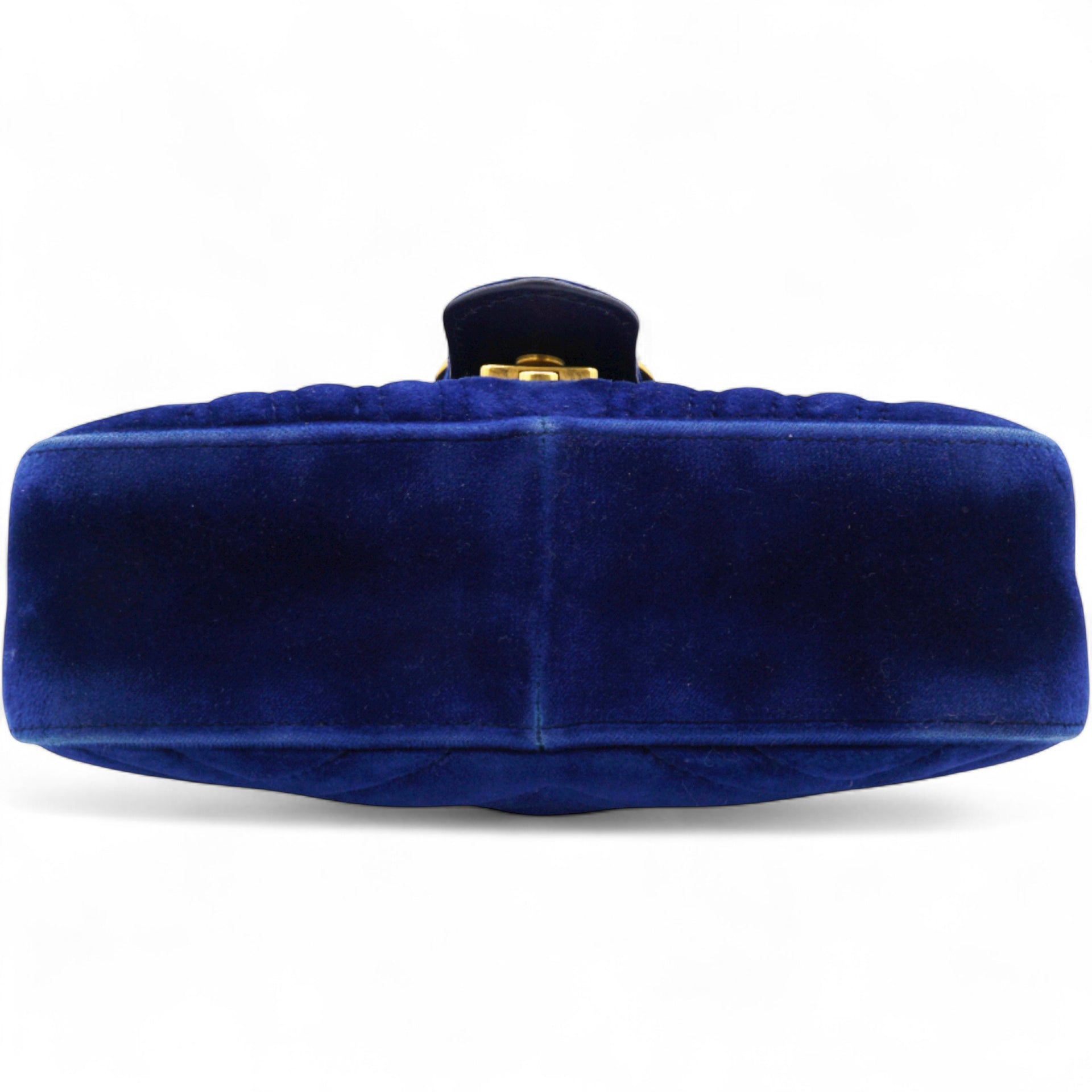 Velvet Matelasse Small GG Marmont Shoulder Bag Cobalt Blue
