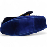 Velvet Matelasse Small GG Marmont Shoulder Bag Cobalt Blue
