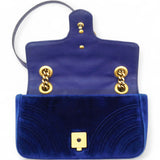 Velvet Matelasse Small GG Marmont Shoulder Bag Cobalt Blue