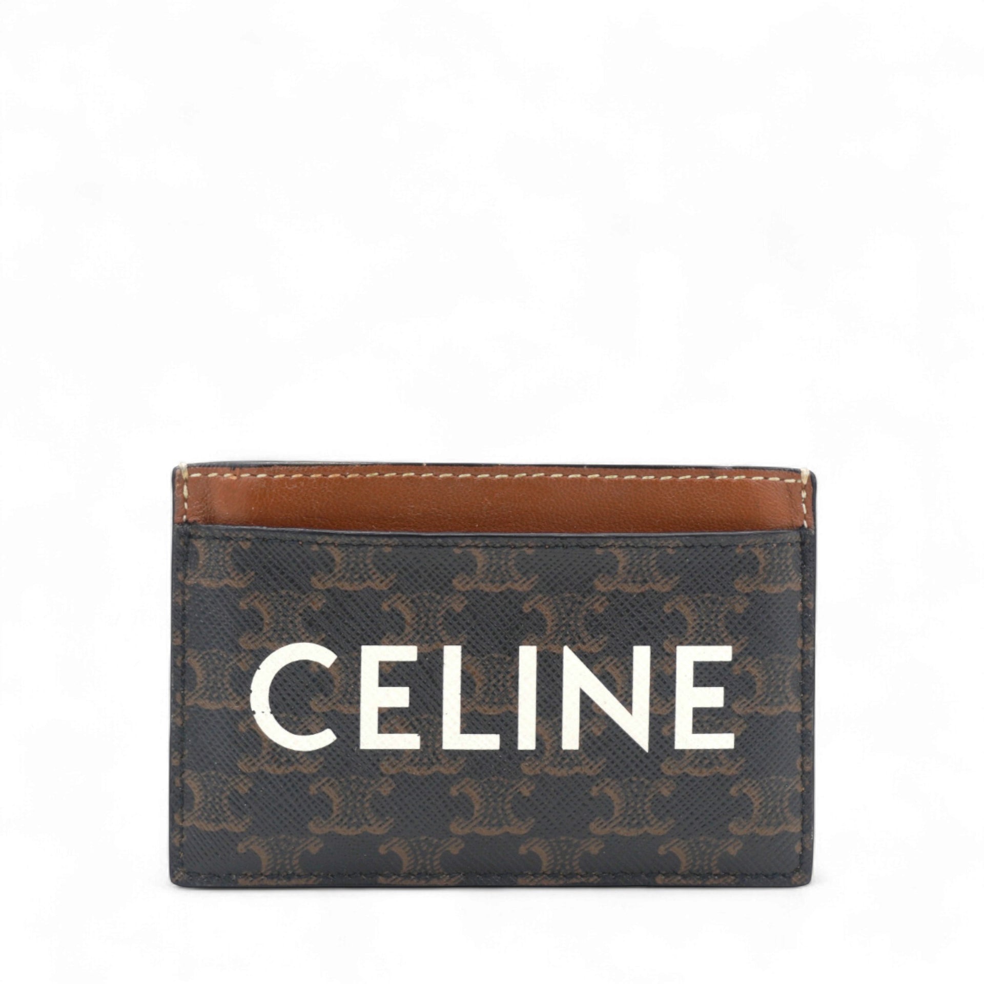 Triomphe Canvas Card Holder Tan