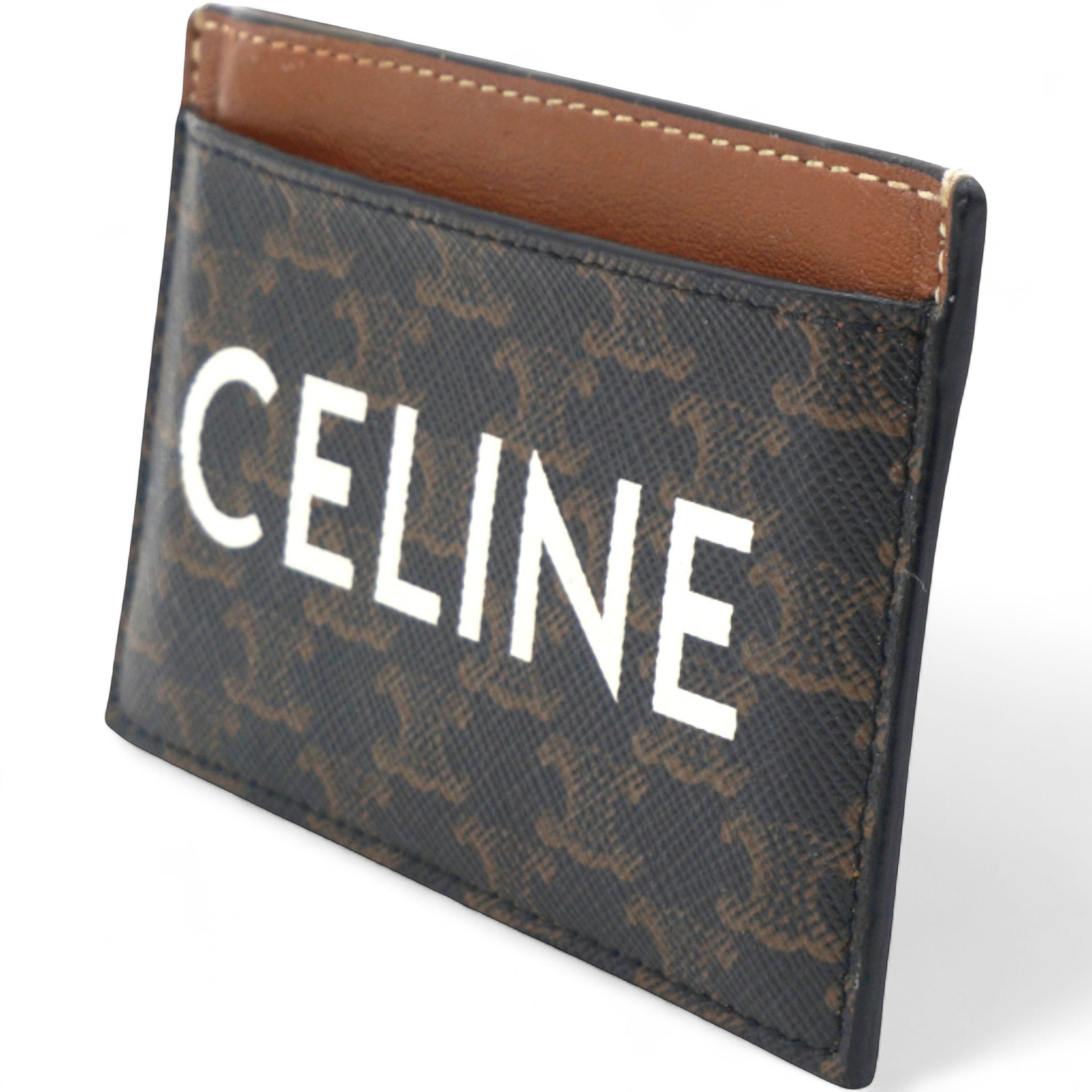 Triomphe Canvas Card Holder Tan