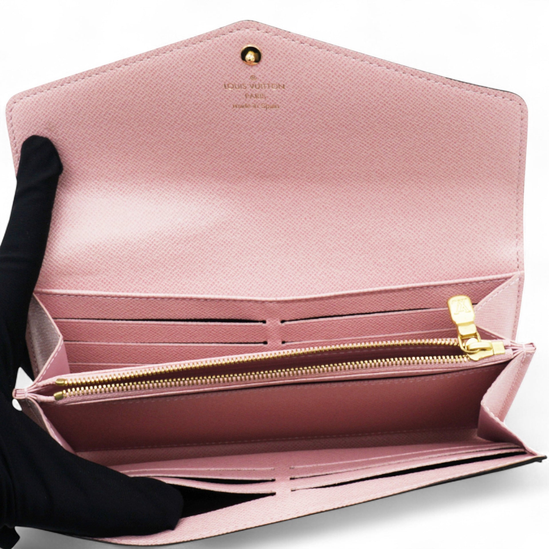 Damier Ebene Sarah Wallet NM Rose Ballerine