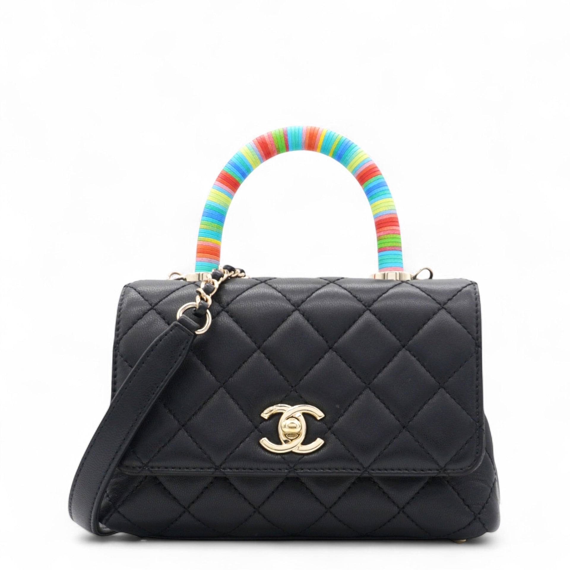 Mini Flap Bag With Top Handle Black