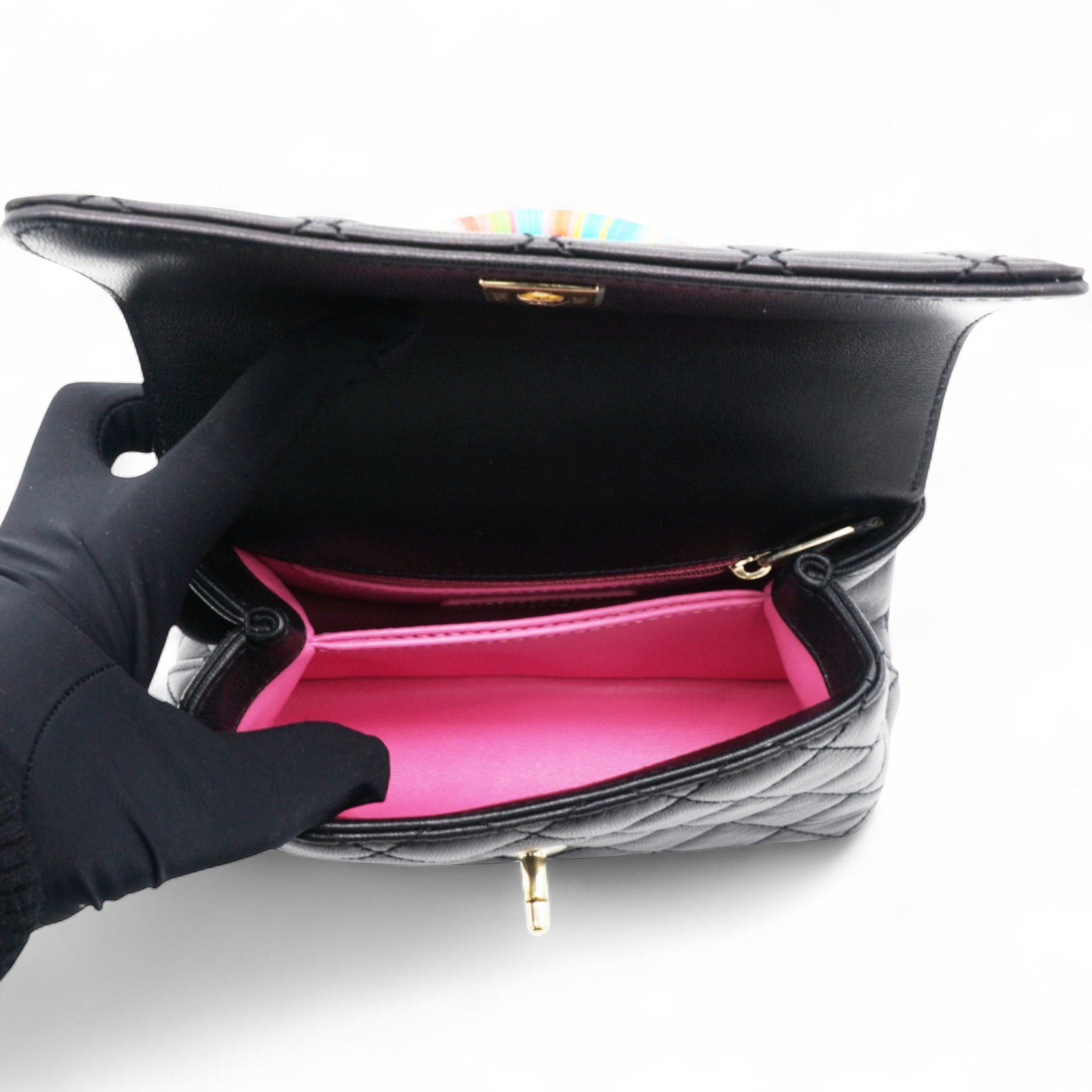Mini Flap Bag With Top Handle Black
