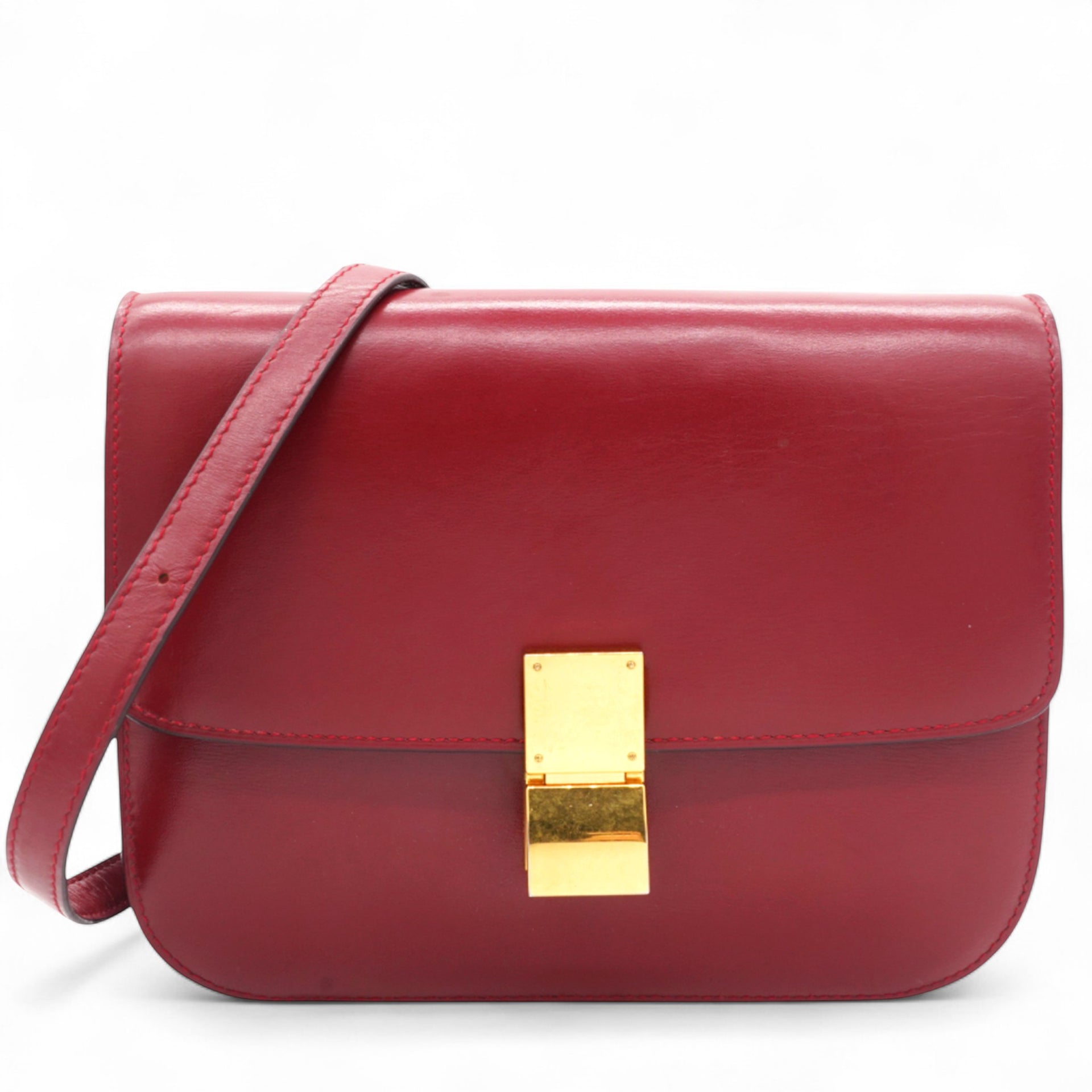 Smooth Calfskin Medium Classic Box Flap Bag Red