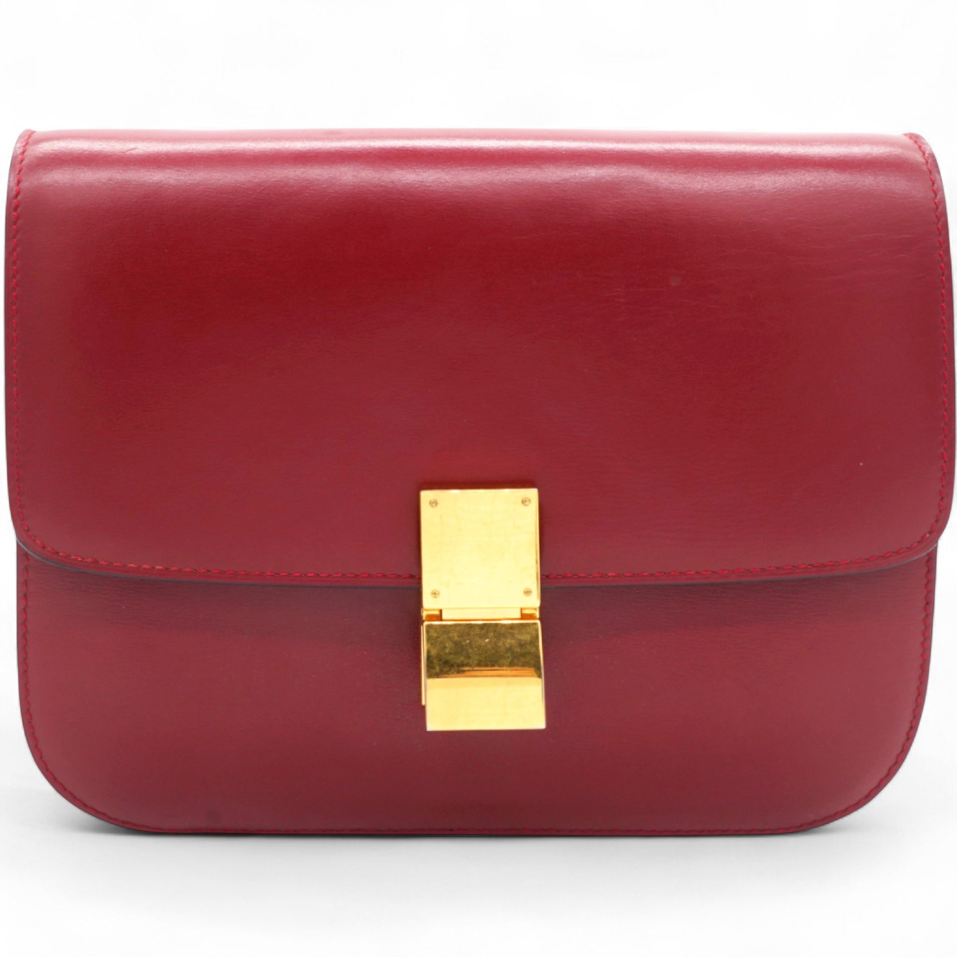 Smooth Calfskin Medium Classic Box Flap Bag Red