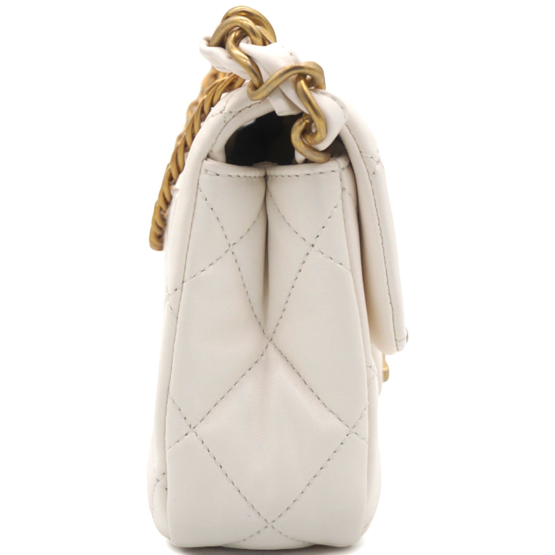 White Mini Quilted Single Flap Bag Shoulder Bag 23s