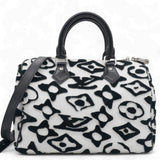 X UF Tufted Monogram Speedy Bandouliere 25 White Black