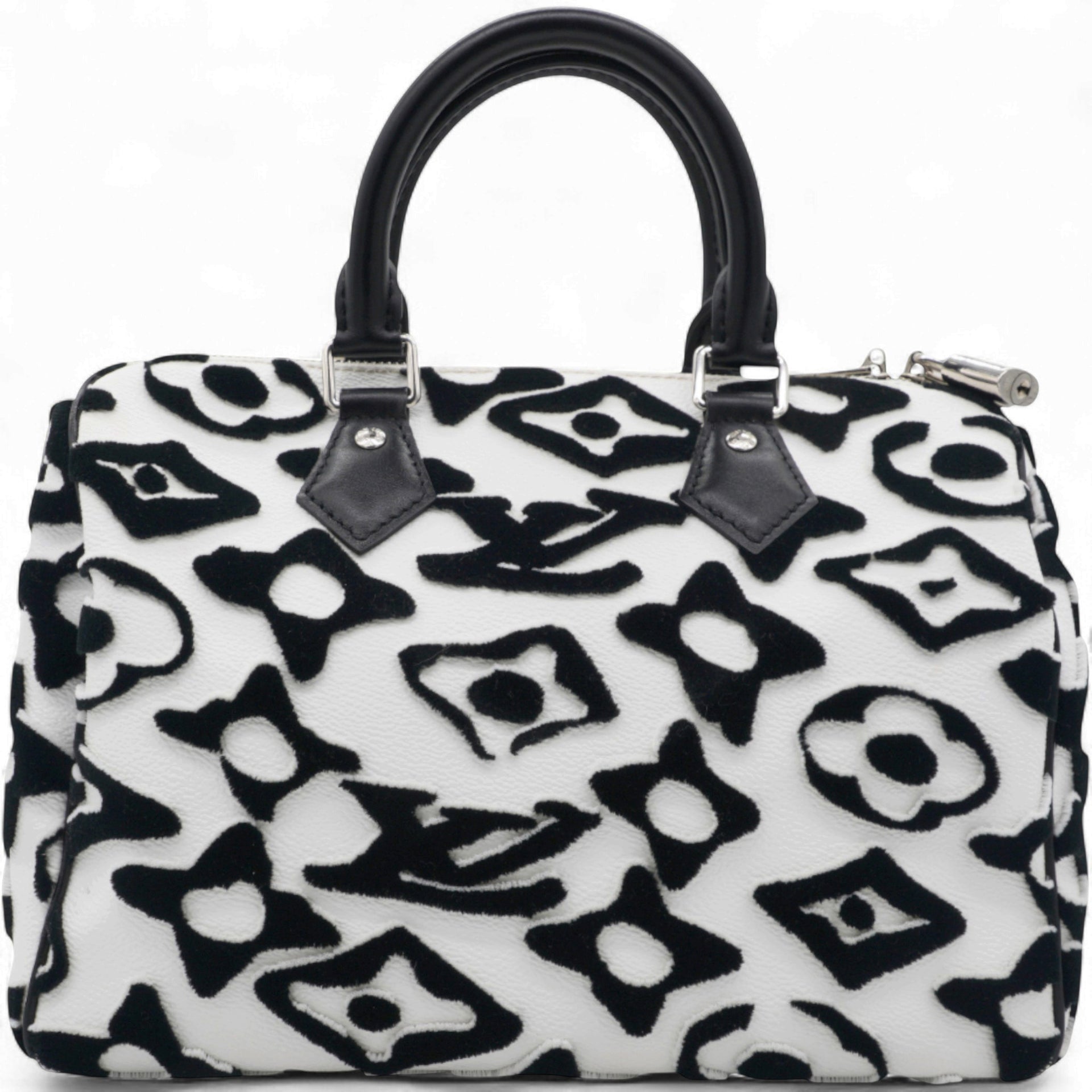 X UF Tufted Monogram Speedy Bandouliere 25 White Black