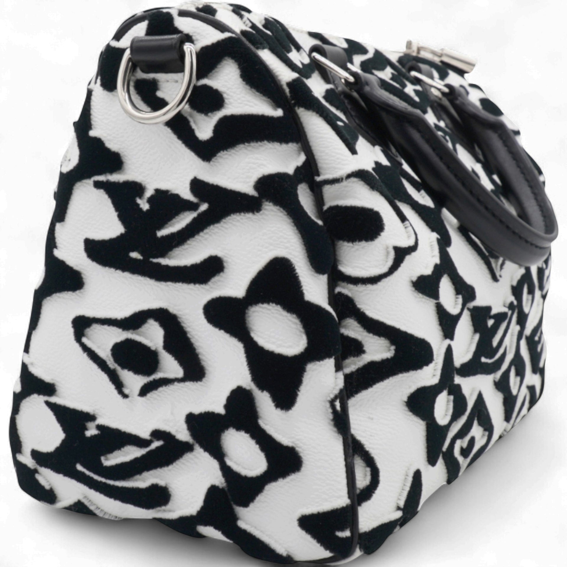 X UF Tufted Monogram Speedy Bandouliere 25 White Black