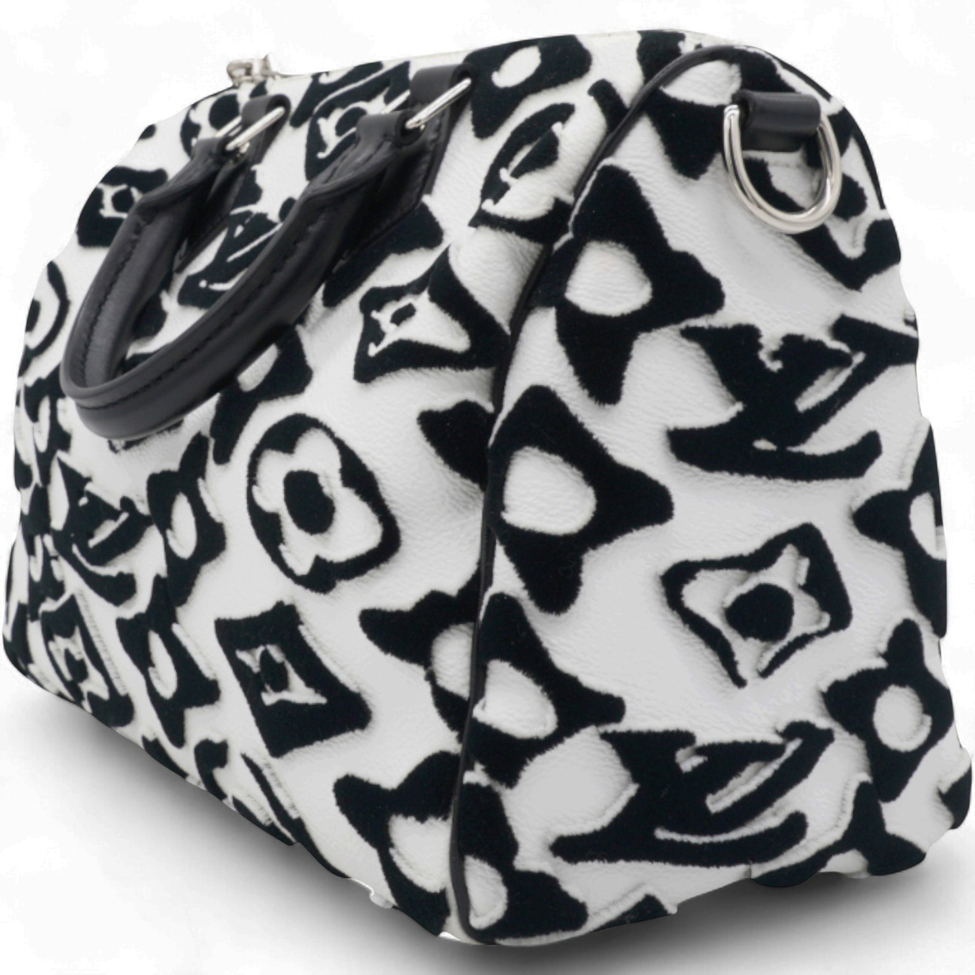 X UF Tufted Monogram Speedy Bandouliere 25 White Black